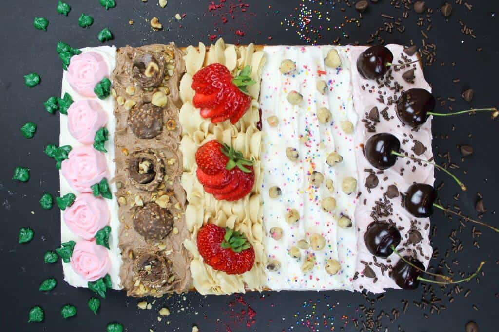 5种口味的薄片蛋糕