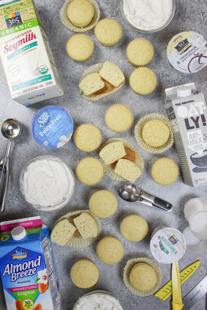 杏仁奶、豆奶和燕麦奶制作的无乳蛋糕形象