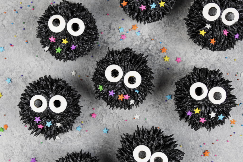 image of soot sprite cupcakes from spirited away and totoro