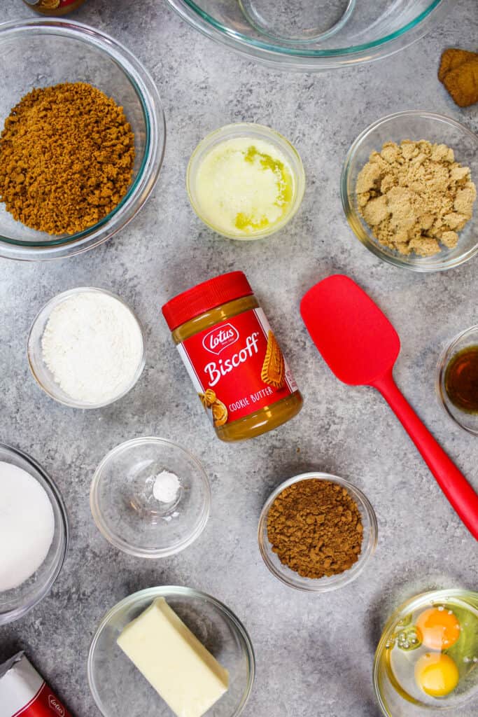 制作biscoff brownie食谱的配料图