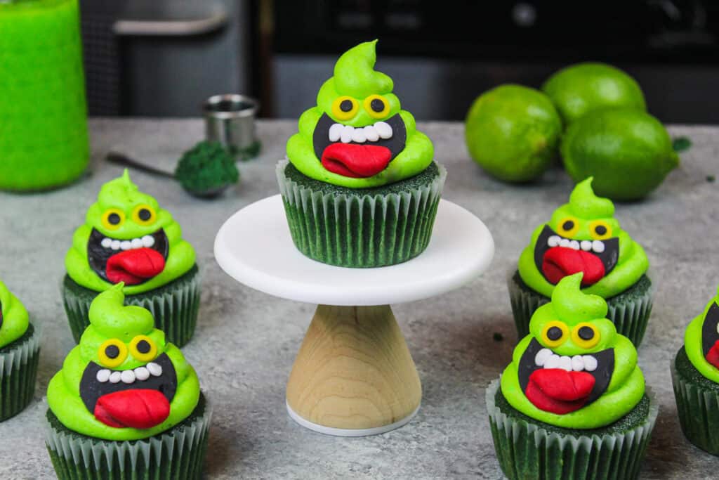 image of ghostbuster cupcakes decorated to look like slimer