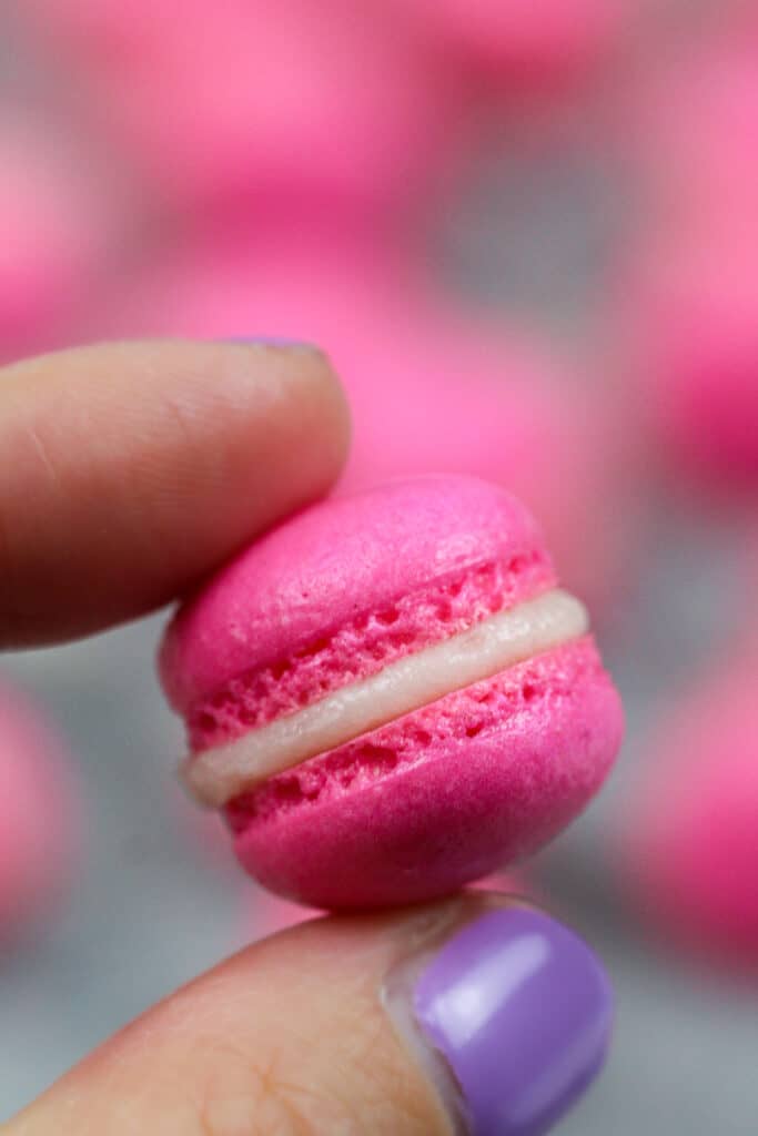 迷你麦克饼的图象充满buttercream结霜