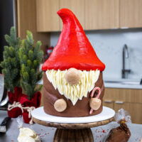 被奶油和米krispie attys做的可爱的gnome蛋糕的图象