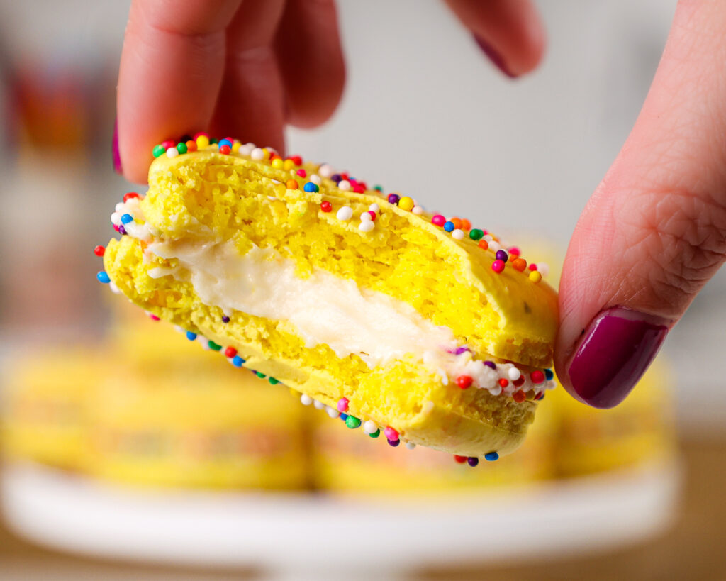 的形象funfetti未曾被咬到的显示其奶油芝士奶油乳酪馅和完整的贝壳